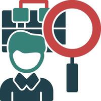Person with magnifying glass looking at job offers Line Circle Icon vector