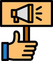 Hand holding a Hiring sign Line Filled Icon vector