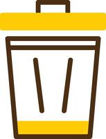 Trash Can Yellow Lieanr Circle Icon vector