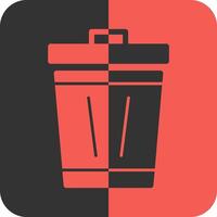 Trash Can Red Inverse Icon vector
