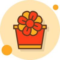 Flower Pot Filled Shadow Circle Icon vector