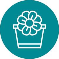 Flower Pot Outline Circle Icon vector