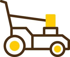 Lawn Mower Yellow Lieanr Circle Icon vector