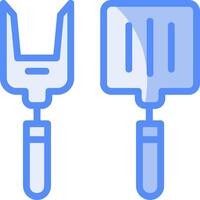 BBQ Tools Line Filled Blue Icon vector