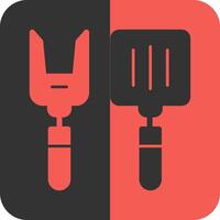 BBQ Tools Red Inverse Icon vector