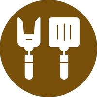 BBQ Tools Glyph Circle Icon vector