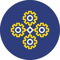 Gears symbolizing collaboration Dual Line Circle Icon vector