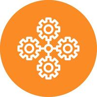 Gears symbolizing collaboration Outline Circle Icon vector