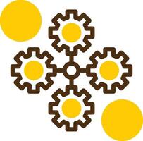 Gears symbolizing collaboration Yellow Lieanr Circle Icon vector