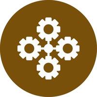 Gears symbolizing collaboration Glyph Circle Icon vector