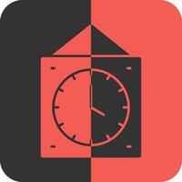 Wall Clock Red Inverse Icon vector
