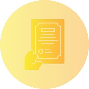 Hand holding a certificate for skills Gradient Circle Icon vector