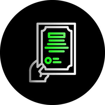 Hand holding a certificate for skills Dual Gradient Circle Icon vector