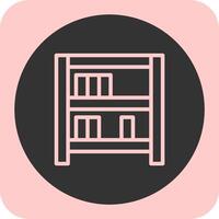 Bookshelf Linear Round Icon vector