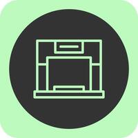 Fireplace Linear Round Icon vector