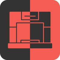 hogar rojo inverso icono vector