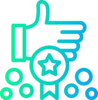 Hand with a badge for participation Linear Gradient Icon vector