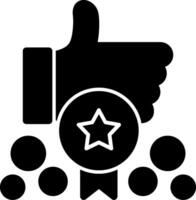 Hand with a badge for participation Glyph Icon vector