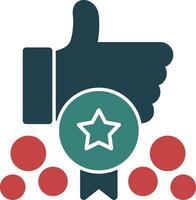 Hand with a badge for participation Glyph Two Color Icon vector