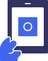 Hand with a tablet for online applications Solid Two Color Icon vector