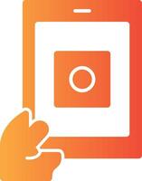 Hand with a tablet for online applications Solid Multi Gradient Icon vector