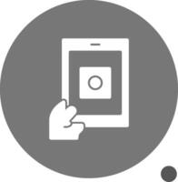 Hand with a tablet for online applications Glyph Shadow Icon vector