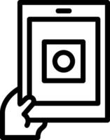 Hand with a tablet for online applications Line Icon vector