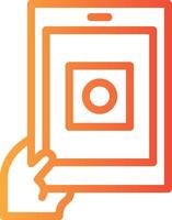 Hand with a tablet for online applications Linear Gradient Icon vector