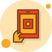 Hand with a tablet for online applications Filled Shadow Circle Icon vector