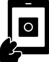 Hand with a tablet for onGlyph applications Glyph Icon vector