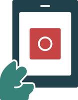 Hand with a tablet for online applications Glyph Two Color Icon vector