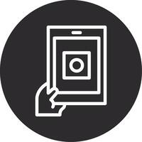 Hand with a tablet for online applications Inverted Icon vector