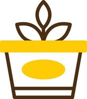 House Plant Yellow Lieanr Circle Icon vector