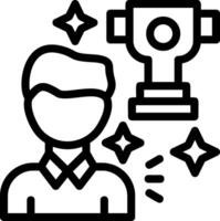 Person with a trophy for winning a competition Line Icon vector