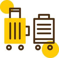 Suitcase packed for relocation Yellow Lieanr Circle Icon vector