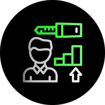 Person with a key representing opportunity Dual Gradient Circle Icon vector
