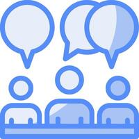 Chat bubble for networking conversations Line Filled Blue Icon vector