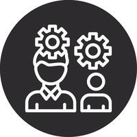 Person with gears for teamwork Inverted Icon vector