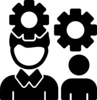 Person with gears for teamwork Glyph Icon vector