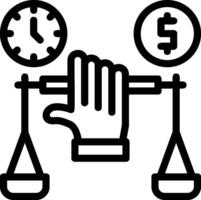 Hand holding a balance scale for negotiation Line Icon vector