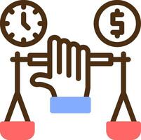 Hand holding a balance scale for negotiation Color Filled Icon vector