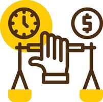 Hand holding a balance scale for negotiation Yellow Lieanr Circle Icon vector