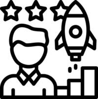 Person with a rocket for career growth Line Icon vector