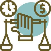 Hand holding a balance scale for negotiation Linear Circle Icon vector