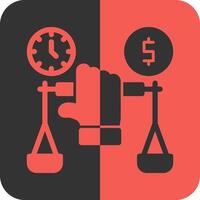 Hand holding a balance scale for negotiation Red Inverse Icon vector