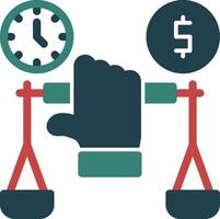 Hand holding a balance scale for negotiation Glyph Two Color Icon vector