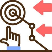 Hand with a target for goal setting Color Filled Icon vector