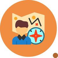 Person with a map and compass for direction Flat Shadow Icon vector