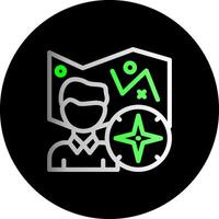 Person with a map and compass for direction Dual Gradient Circle Icon vector