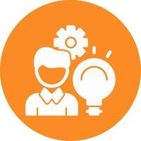 Person with a lightbulb for innovation Glyph Circle Icon vector